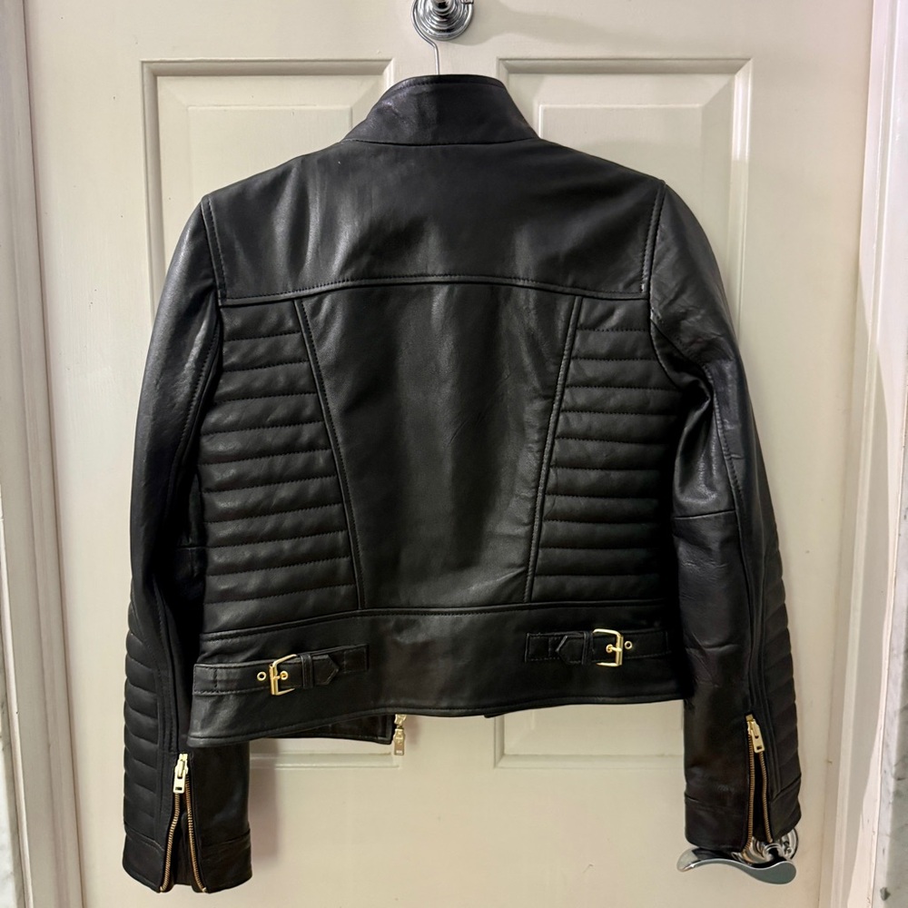 J. Crew Black Leather Jacket - Picture 2 of 3